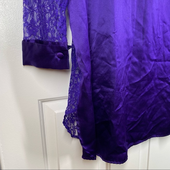 Victoria’s Secret Vintage Gold Label Purple Sheer Lace Nightgown - Picture 6 of 8